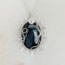 Load image into Gallery viewer, Black Agate Druzy Sun Pendant