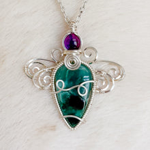 Load image into Gallery viewer, Amethyst x Serpentine Dragonfly Fairy Pendant