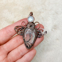 Load image into Gallery viewer, Rainbow Moonstone x Rare White Topaz Dragonfly Fairy Pendant