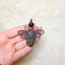 Load image into Gallery viewer, Garnet x Bloodstone Dragonfly Fairy Pendant