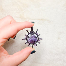 Load image into Gallery viewer, Chevron Amethyst x Calcite Beaded Sun Pendant