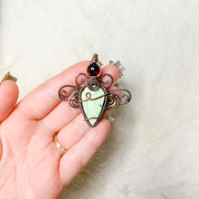 Load image into Gallery viewer, Garnet x Chrysoprase Dragonfly Fairy Pendant