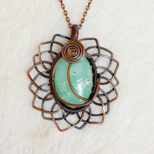 Load image into Gallery viewer, Chrysoprase Moon Sunflower Pendant