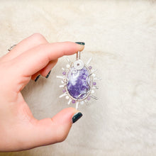 Load image into Gallery viewer, Lepidolite x Calcite & Amethyst Beaded Sun Pendant