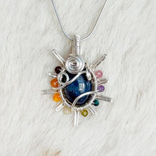 Load image into Gallery viewer, Sapphire x Rainbow Tourmaline Beaded Sun Pendant