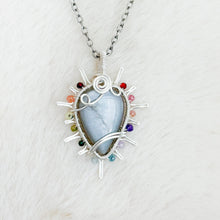 Load image into Gallery viewer, Moonstone x Rainbow Tourmaline Beaded Sun Pendant