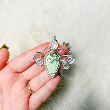 Load image into Gallery viewer, Rainbow Moonstone x Chrysoprase Dragonfly Fairy Pendant