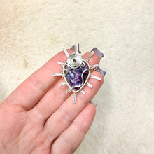 Load image into Gallery viewer, Feather Lepidolite Sun Pendant