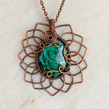 Load image into Gallery viewer, Malachite with Rivers of Azurite Sunflower Pendant