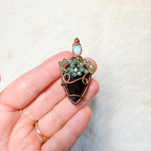 Load image into Gallery viewer, Opal x Shungite x Watermelon Tourmaline Blackberry Pendant