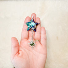 Load image into Gallery viewer, Titanium Aura Quartz Star x Jade Sun Dangle Pendant