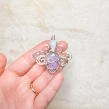 Load image into Gallery viewer, Rainbow Moonstone x Kunzite Dragonfly Fairy Pendant
