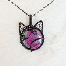 Load image into Gallery viewer, Ruby Zoisite Cat Pendant
