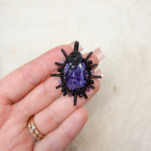 Load image into Gallery viewer, Charoite x Tourmaline Beaded Sun Pendant

