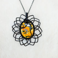 Load image into Gallery viewer, Bumblebee Jasper Sunflower Pendant
