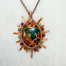 Load image into Gallery viewer, Cherry Creek Jasper x Tourmaline Beaded Sun Pendant
