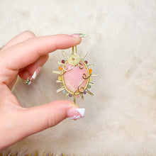 Load image into Gallery viewer, Pink Opal x Rainbow Tourmaline beaded Sun Pendant

