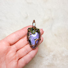 Load image into Gallery viewer, Opal x Rare Labradorite x Watermelon Tourmaline Strawberry Pendant
