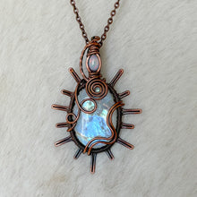 Load image into Gallery viewer, Opal x Rainbow Moonstone Sun Pendant
