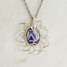 Load image into Gallery viewer, Chevron Amethyst Sunflower Pendant
