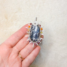 Load image into Gallery viewer, Kyanite x Rainbow Tourmaline Sun Pendant
