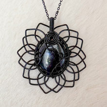 Load image into Gallery viewer, Black Tourmaline Sunflower Pendant
