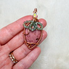 Load image into Gallery viewer, Opal x thulite x watermelon tourmaline Strawberry Pendant
