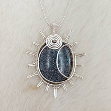 Load image into Gallery viewer, Black Sunstone Moon Sun Pendant
