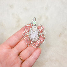 Load image into Gallery viewer, Opal x Mangano Calcite Sunflower Pendant (glows under UV!)
