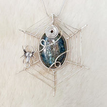 Load image into Gallery viewer, Moss Kyanite Spiderweb Pendant
