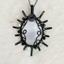 Load image into Gallery viewer, Selenite x Black &amp; White Tourmaline Sun Pendant
