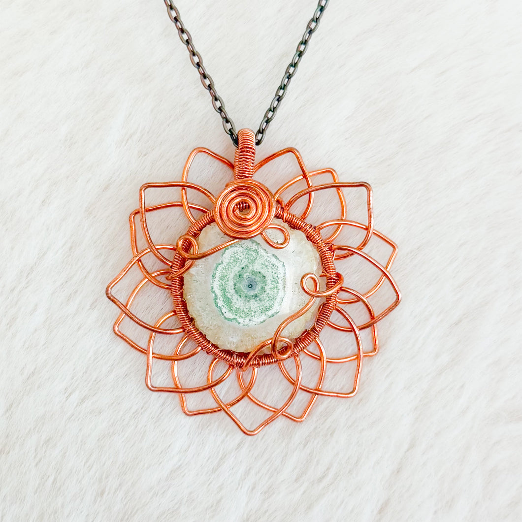 Solar Quartz Sunflower Pendant