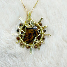 Load image into Gallery viewer, Stromatolite x Tourmaline Beaded Sun Pendant
