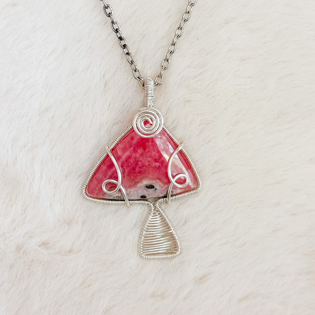 Rhodochrosite Mushroom Pendant