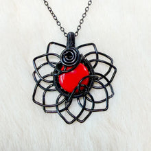Load image into Gallery viewer, Mini Red Jasper Sunflower Pendant
