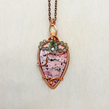 Load image into Gallery viewer, Opal x rhodonite x watermelon tourmaline Strawberry Pendant
