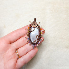 Load image into Gallery viewer, Moonstone x Rainbow Tourmaline beaded Sun Pendant
