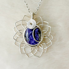 Load image into Gallery viewer, Charoite Moon Sunflower Pendant
