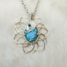 Load image into Gallery viewer, Mini Larimar Sunflower Pendant
