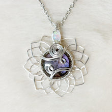 Load image into Gallery viewer, Opal x Rare Purple Labradorite Sunflower Pendant
