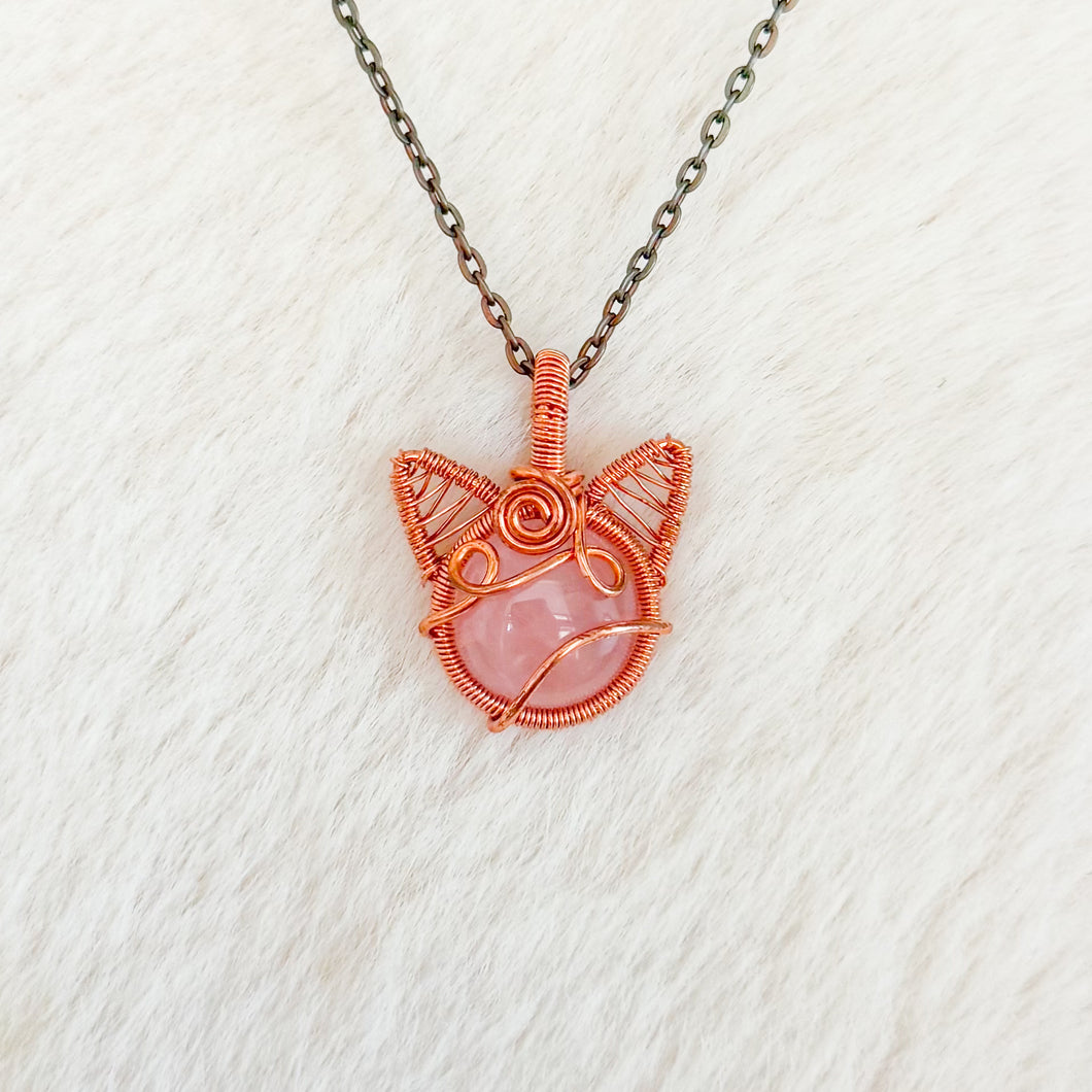 Rose Quartz Cat Pendant