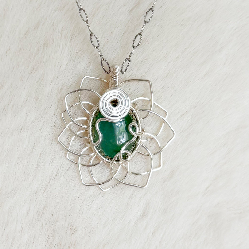 Jade Sunflower Pendant
