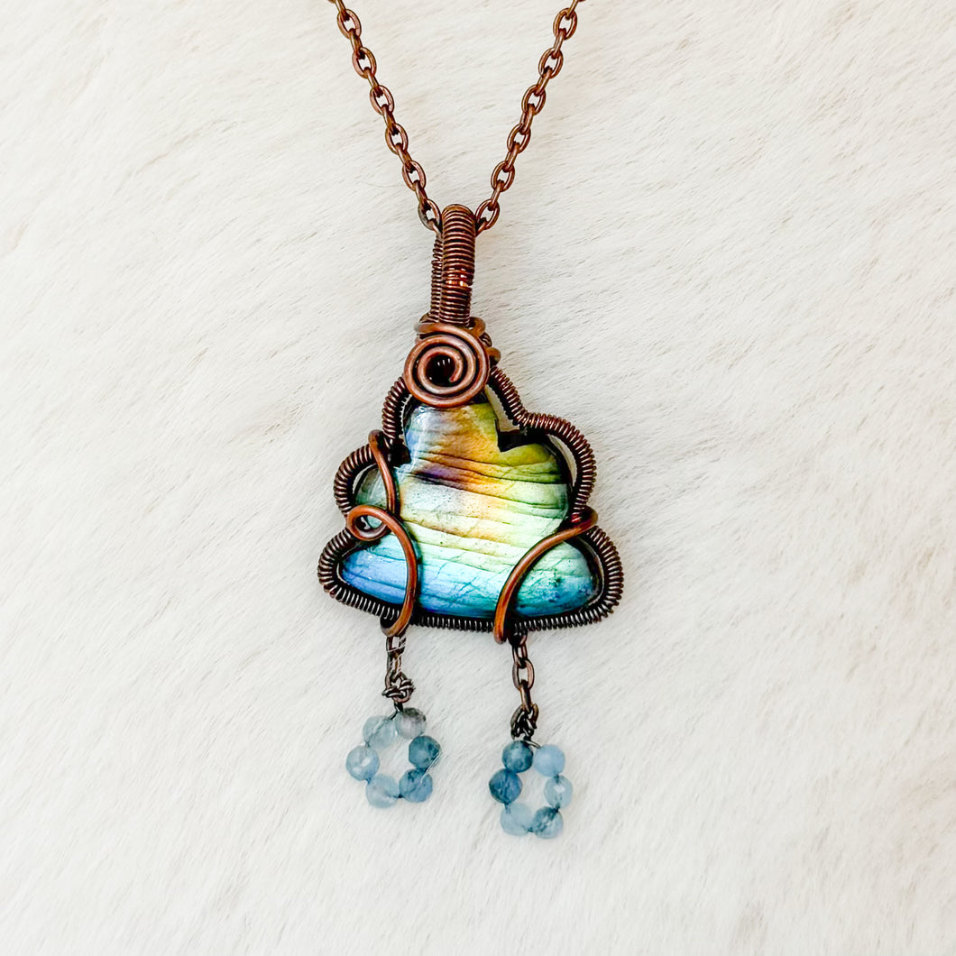 Labradorite x Aquamarine Cloud Pendant