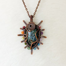 Load image into Gallery viewer, Kyanite x Rainbow Tourmaline Sun Pendant
