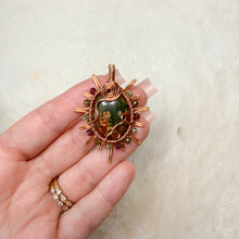 Load image into Gallery viewer, Cherry Creek Jasper x Tourmaline Beaded Sun Pendant
