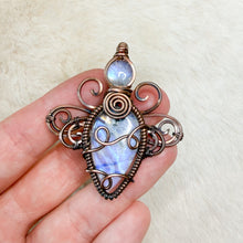 Load image into Gallery viewer, Super High Quality Rainbow Moonstone Dragonfly Fairy Pendant

