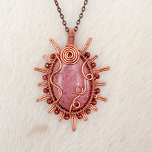 Load image into Gallery viewer, Thulite x Garnet beaded Sun Pendant
