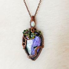 Load image into Gallery viewer, Opal x Rare Labradorite x Watermelon Tourmaline Strawberry Pendant
