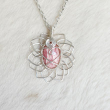 Load image into Gallery viewer, Rhodochrosite Heart Sunflower Pendant
