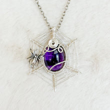Load image into Gallery viewer, Amethyst Spiderweb Pendant
